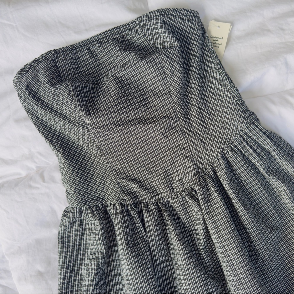Gingham Plaid Strapless Dress